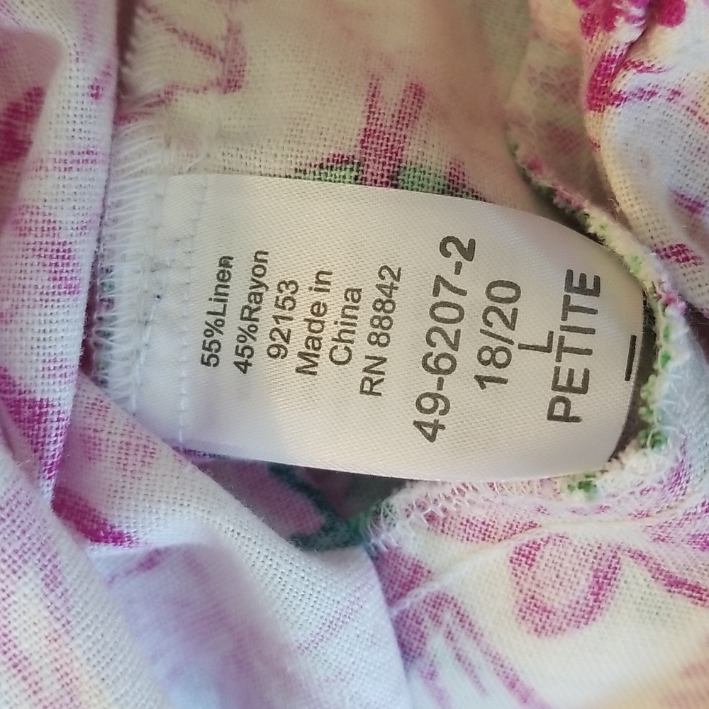 Woman Within Linen Blend Colorful Flowy Floral Midi Shirt Size Large - Picture 8 of 9